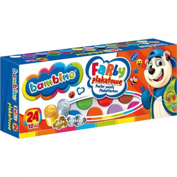 Bambino Farby Plakatowe 24 Kolory Złota Srebrna [002885]