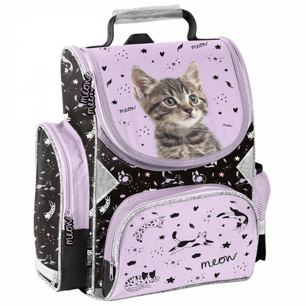 TORNISTER KOT DZIEWCZĘCY SZKOLNY Z KOTKIEM DO 1 KLASY KOTEK KOMPLET 3w1