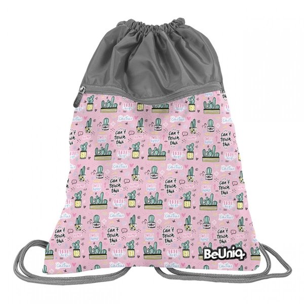 Worek jak Plecak dla Dziewczyny Młodzieżowy na Kapcie Kaktusy 2 Komorowy [PPMX20-713]