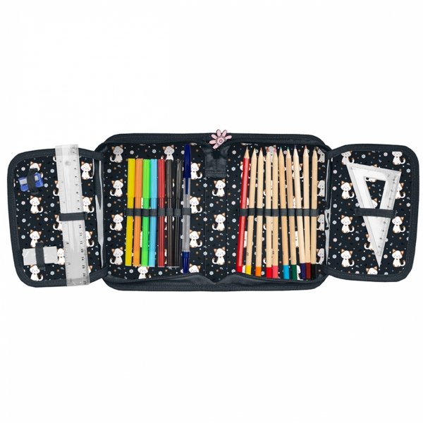 PIÓRNIK Z WYPOSAŻENIEM Z KOTKIEM SZKOLNY DLA DZIEWCZYNEK KOTEK CATS PASO