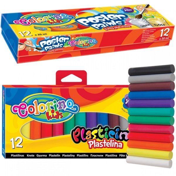 Farby Plakatowe 12 Kolorów + Plastelina 12 kol Zestaw Colorino [13239PTR/1]