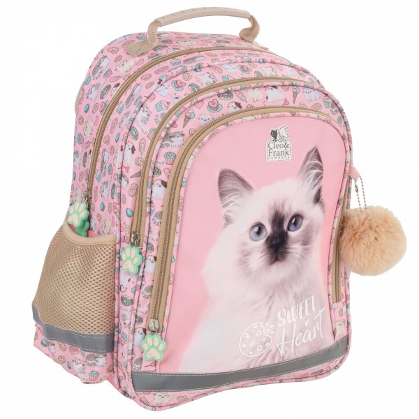 PLECAK Z KOTKAMI DLA UCZENNIC SZKOLNY ZESTAW 3w1 DO 1 KLASY TORNISTER CATS