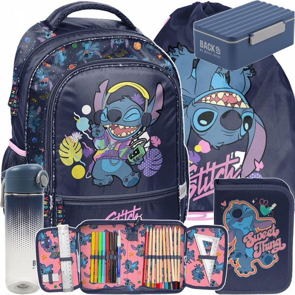 STITCH ZESTAW 5w1 PLECAK DO SZKOŁY PODSTAWOWEJ DZIEWCZĘCY DO KLAS 1-4