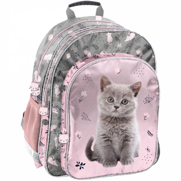 Kotek Plecak Szkolny do klas 1-3 Podstawówki Paso z Kotkiem dla Dziewczynek