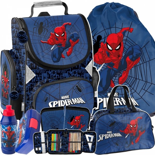 TORNISTER SPIDERMAN SZKOLNY DO 1 KLASY PODSTAWÓWKI DLA CHŁOPAKA ZESTAW 6 el
