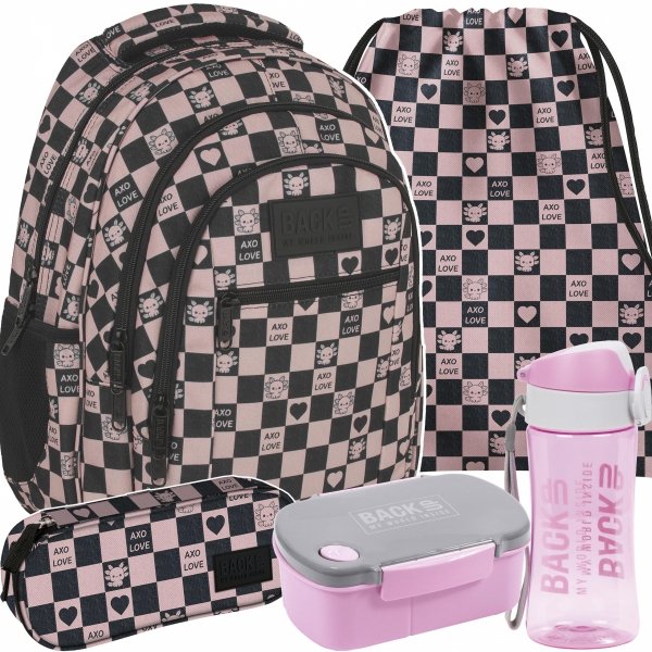 SZACHOWNICA RÓŻOWA PLECAK MŁODZIEŻOWY BACKUP DZIEWCZĘCY SZKOLNY ZESTAW 5ele