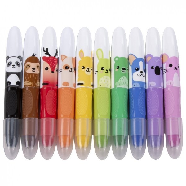 Kredki Żelowe 10 Kolorów Szkolne Zwierzaki Kidea [KZ10KKA]