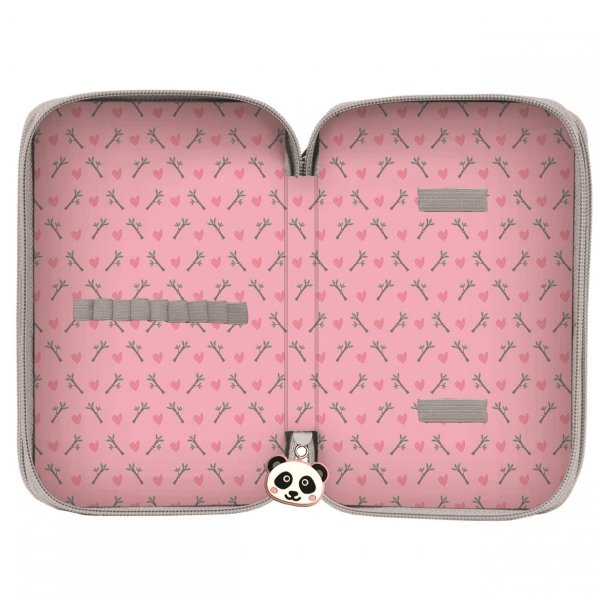 Piórnik Szkolny Miś Panda 3-Komorowy dla Dziewczynki [PP20PA-023BW]