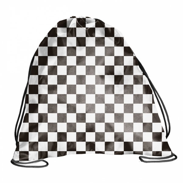 KRATKA BIAŁO-CZARNA SZACHOWNICA BeUniq WOREK NA WF STRÓJ KAPCIE OBUWIE