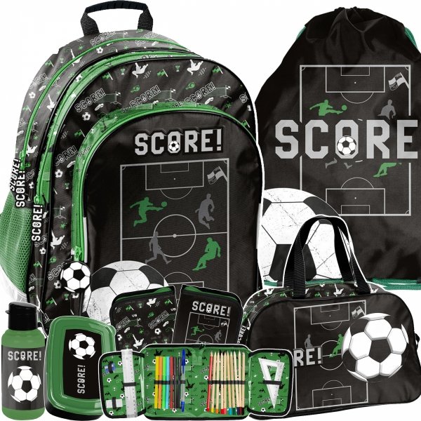 PLECAK PIŁKA NOŻNA SZKOLNY DO 1 KLASY SZKOŁY PODSTAWOWEJ ZESTAW 6 ele PASO