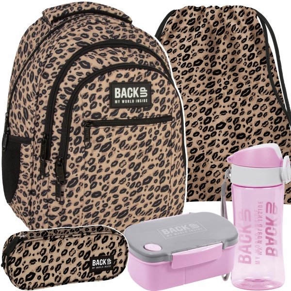 PANTERKA MŁODZIEŻOWY SZKOLNY PLECAK BACKUP ZESTAW 5ele USTA DLA DZIEWCZYNY