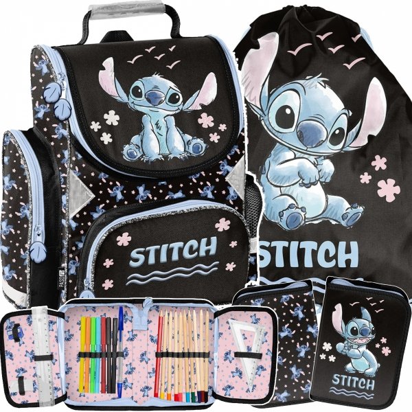 TORNISTER STITCH DO KLAS 1-4 DLA UCZENNIC KOMPLET 3w1 STICH i LILO PLECAK