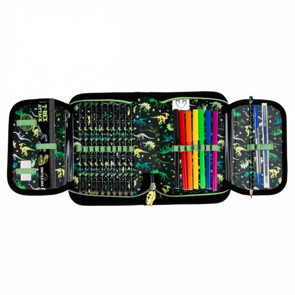 PIÓRNIK DINOZAURY SZKOLNY DO PODSTAWÓWKI DLA CHŁOPAKA Z WYPOSAŻENIEM T-REX