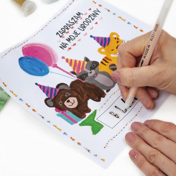 PRECYZYJNY KLEJ W CIENKOPISIE OZDOBNY + BROKAT 5 KOLORÓW KIDEA