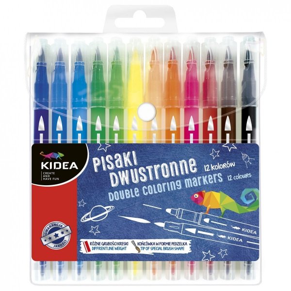 Pisaki dwustronne Mazaki Kidea 12 kol Pędzelkowe Abrush [PDA12KA]