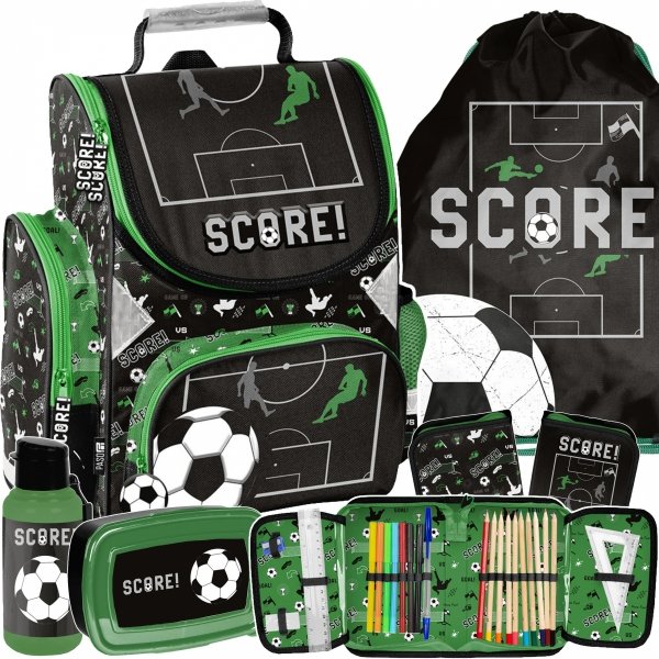 TORNISTER PIŁKARSKI SZKOLNY DLA CHŁOPAKA DO 1 KLASY ZESTAW 5w1 PIŁKA NOŻNA