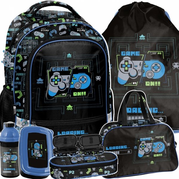 PLECAK GAMEPAD SZKOLNY GRA DO 1 KLASY PODSTAWÓWKI GAMER GAMING KOMPLET 6w1