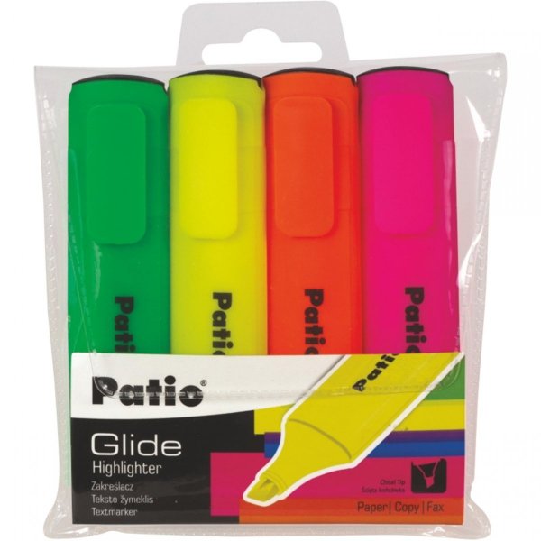 Zakreślacze 4 Kolory Patio w Etui Markery Pisaki Patio [58926PTR]