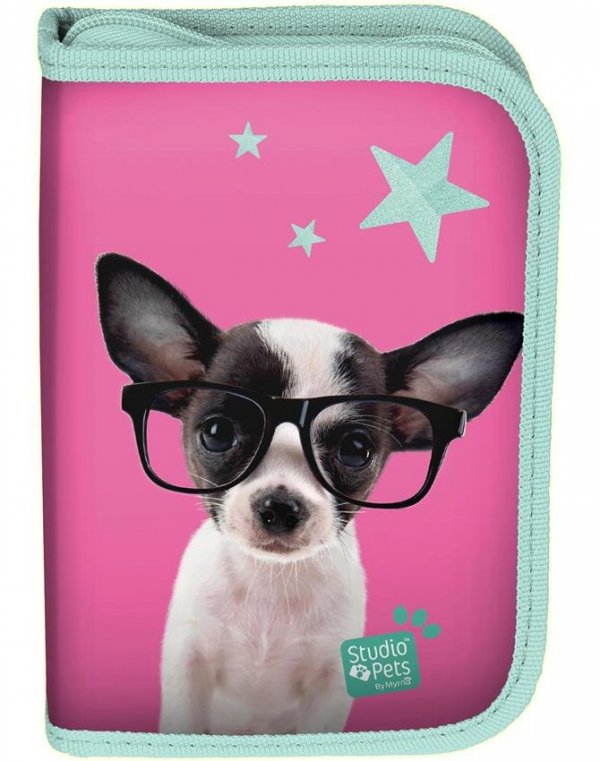 Szkolny Piórnik Piesek w Okularach dla Dziewczyny [PTD-001BW]