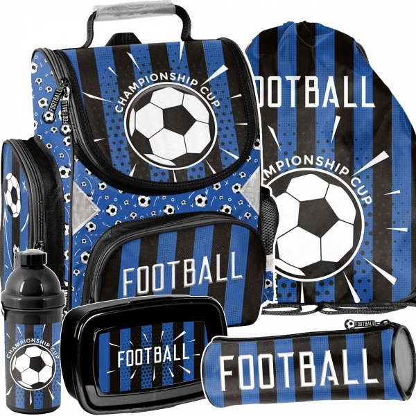 TORNISTER ZESTAW 5el PIŁKARSKI SZKOLNY DLA CHŁOPAKA DO 1 KLASY PIŁKA NOŻNA