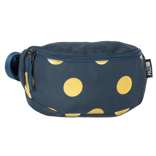 Granatowa Nerka Saszetka na Pas w Koła Torebka Torba Biodrówka [17-510UD]