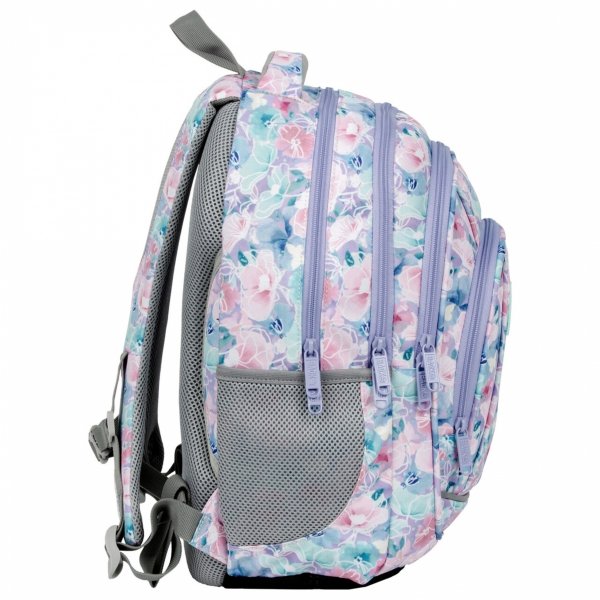 PLECAK KWIATY BACKUP DERFORM SZKOLNY MŁODZIEŻOWY PASTELOWY KOMPLET 5 ele.