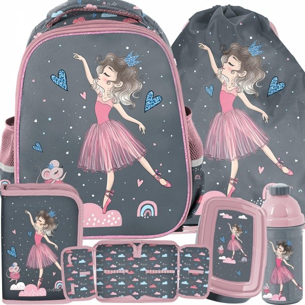 Dziewczęcy Plecak Szkolny Premium Paso Komplet 5w1 [PP23BA-565]