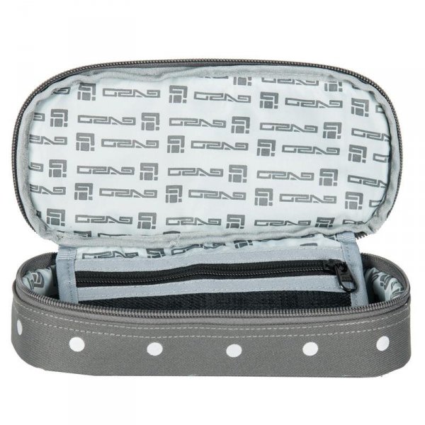 Piórnik Młodzieżowy Etui Szkolny Szary w Kropki