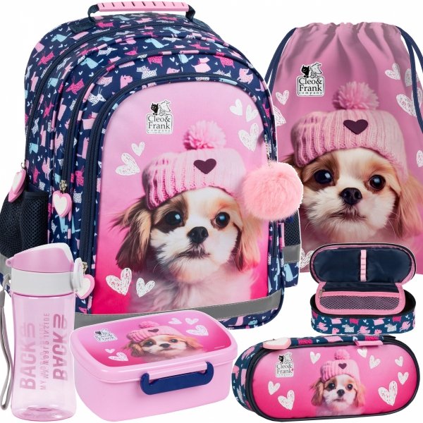 PIES PLECAK DERFORM DLA UCZENNIC SZKOLNY KOMPLET 5w1 DO PODSTAWÓWKI DOG