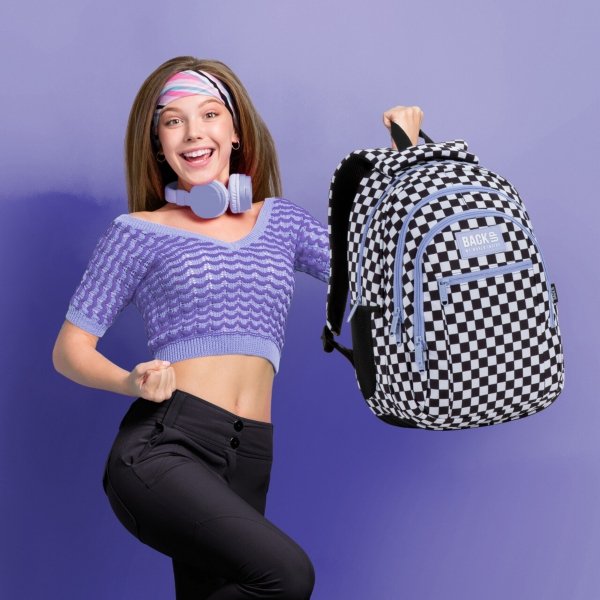 PLECAK KOMPLET 5el MŁODZIEŻOWY BACKUP SZKOLNY SZACHOWNICA KRATKA KRATKA