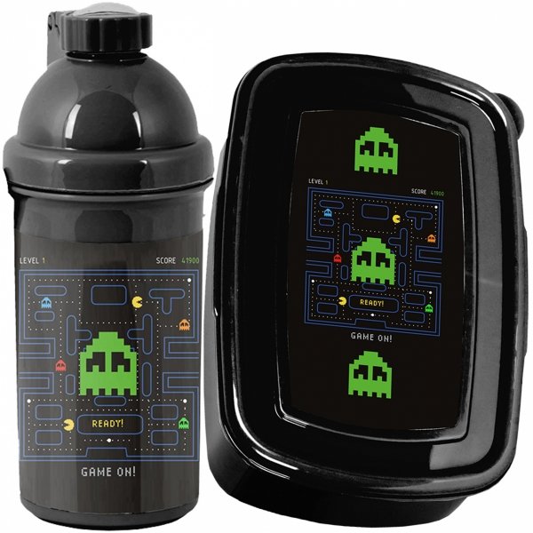 PAC-MAN ZESTAW BIDON ŚNIADANIÓWKA GRA GAMER GAMING NA DRUGIE ŚNIADANIE GRY