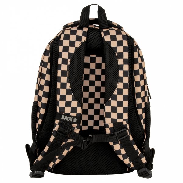 SZKOLNY PLECAK MŁODZIEŻOWY BACKUP KOMPLET 5w1 SZACHOWNICA BEŻOWA KRATA