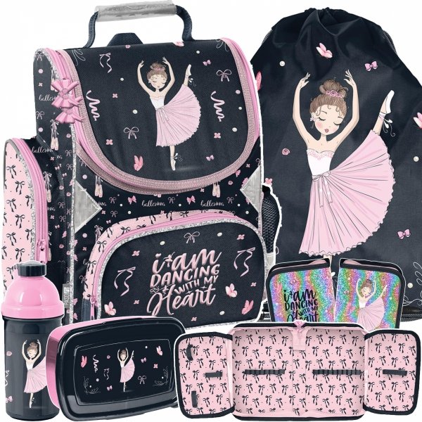 BALERINA TORNISTER SZKOLNY DO 1 KLASY BALETNICA DLA DZIEWCZYNEK ZESTAW 5el