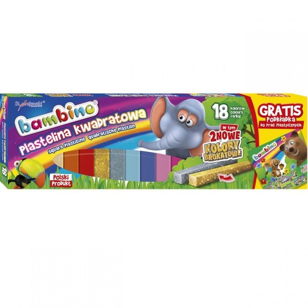 Plastelina Bambino 18 Kolorów Złota Srebrna + Podkładka [001901]