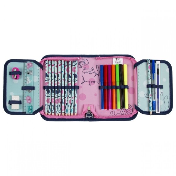 Kot Piórnik z Wyposażeniem Szkolny dla Uczennicy z Kotkami [PWJCF37]