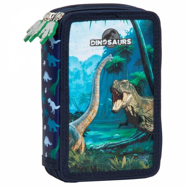 DINOZAURY PIÓRNIK SZKOLNY 3-KOMOROWY Z WYPOSAŻENIEM DINO DLA CHŁOPAKÓW