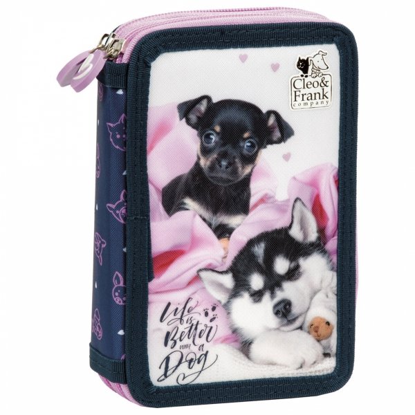 Piórnik Szkolny 2-kom z Wyposażeniem z Pieskiem Derform Pieski [PWDCF38]