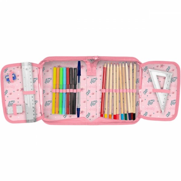 PIÓRNIK Z WYPOSAŻENIEM Z KOTKIEM SZKOLNY DLA DZIEWCZYNEK KOTEK CATS PASO