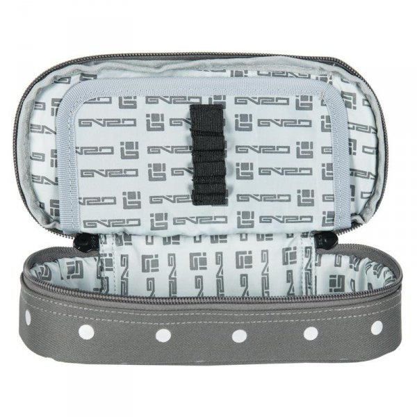 Piórnik Młodzieżowy Etui Szkolny Szary w Kropki