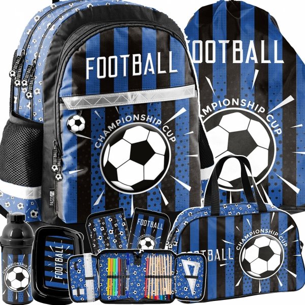 PLECAK SZKOLNY PIŁKA NOŻNA KOMPLET 6w1 DO PODSTAWÓWKI DLA CHŁOPAKA FOOTBALL