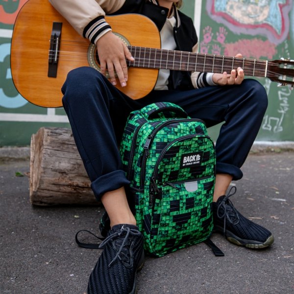 MINECRAFT PLECAK MŁODZIEŻOWY BACKUP SZKOLNY KOMPLET 3w1 PIKSELE GRA DERFORM