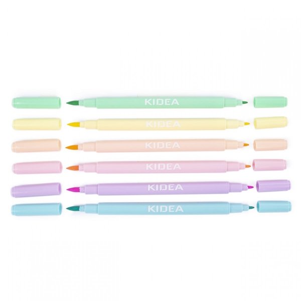 Dwustronne Pisaki Flamastry Pastelowe 6 kol Kidea [FDPBB6KA]