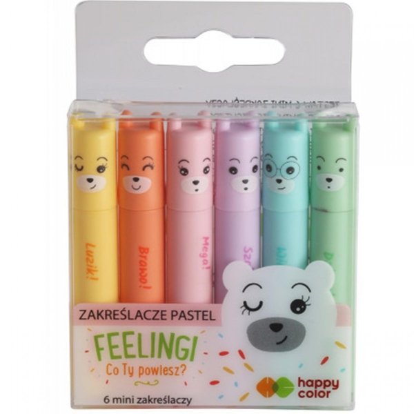 Zakreślacze Małe 6 kolorów Pastelowe Happy Color [HA413001PA-WP6]