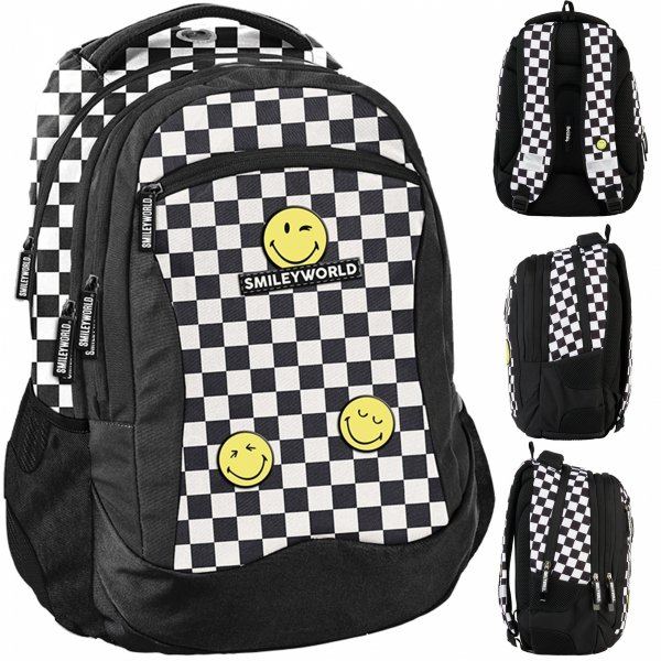 SMILEY PLECAK DLA MŁODZIEŻY SZACHOWNICA SZKOLNY PASO BEUNIQ KRATOWNICA