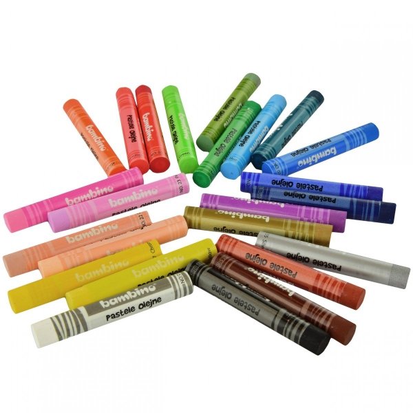 Pastele Olejne Kredki Bambino Szkolne 24 Kolory Złota Srebrna [003127]