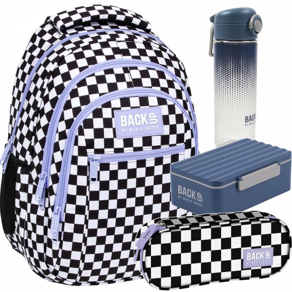 SZACHOWNICA PLECAK ZESTAW 4w1 MŁODZIEŻOWY BACKUP SZKOLNY KRATKA