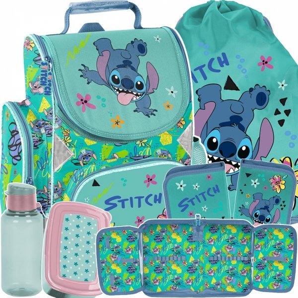 KOMPLET 5w1 TORNISTER STITCH DO 1 KLASY DLA DZIEWCZYNEK LILO i STITCH PASO