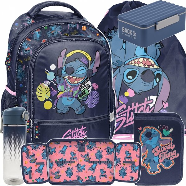STITCH KOMPLET 5w1 PLECAK DO SZKOŁY STICH DZIEWCZĘCY DO KLAS 1-4