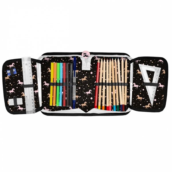 PIÓRNIK Z WYPOSAŻENIEM Z KONIEM SZKOLNY DLA DZIEWCZYNEK KOŃ KONIE HORSE