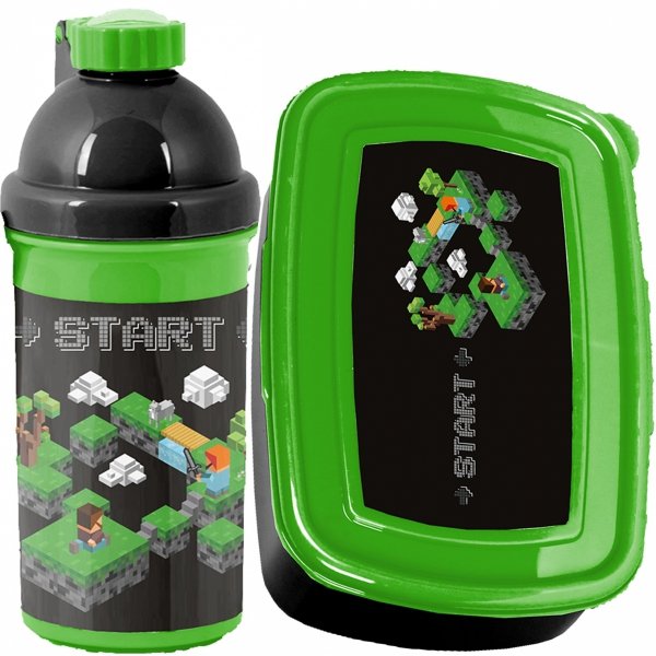 Zestaw Bidon Śniadaniówka Minecraft Gra Gamer Gaming na drugie Śniadanie